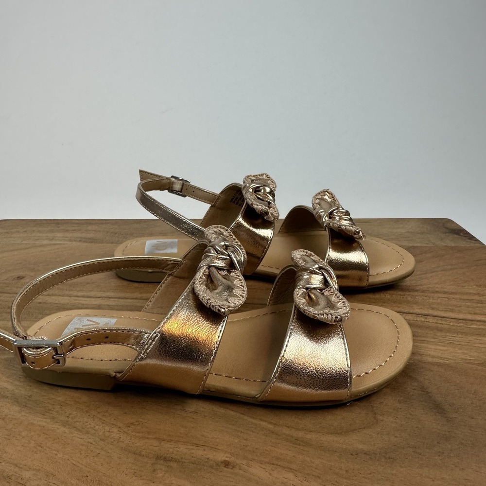 New Big Kids Dolce Vita Caicey Rose Gold Bow Ankle Strap Sandals Size 1 Y
